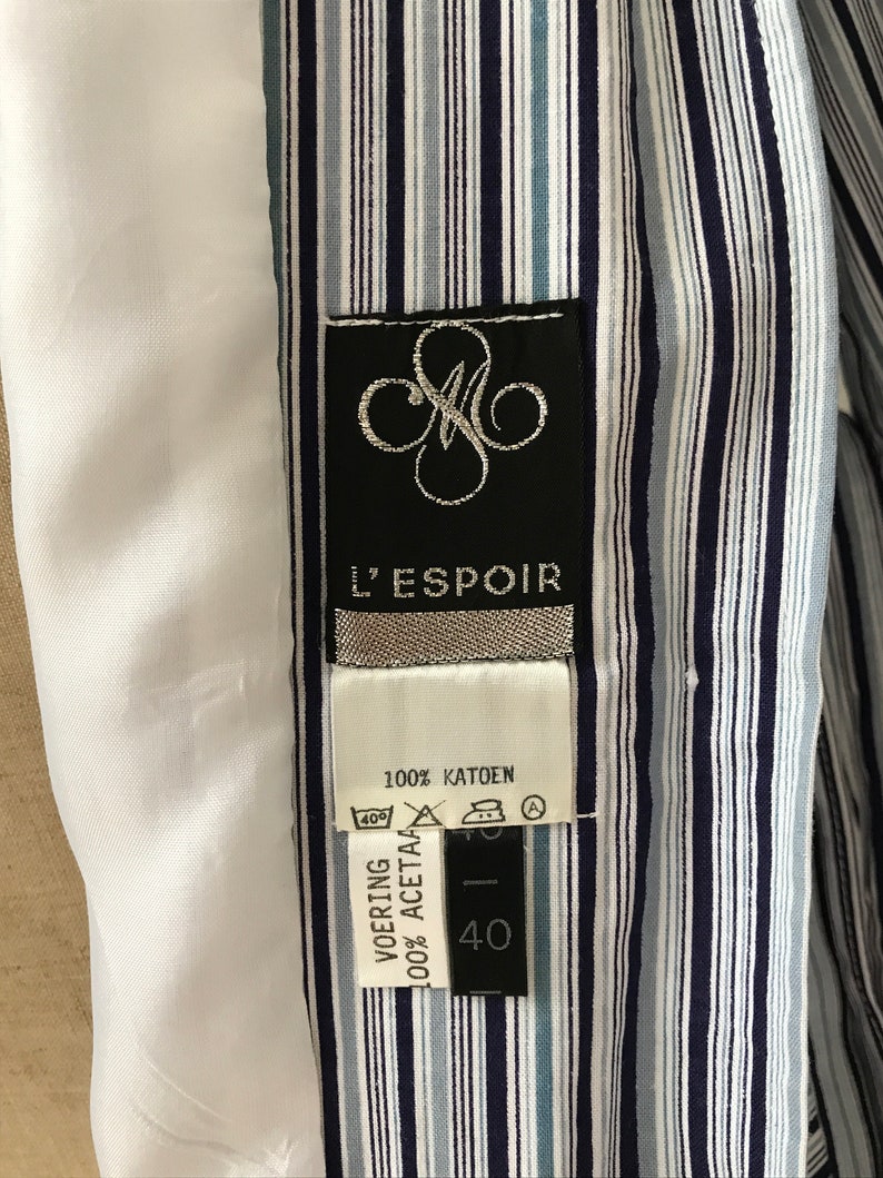 L/'Espoir cotton eighties striped size EUR 38 shirtdress Vintage shirt dress
