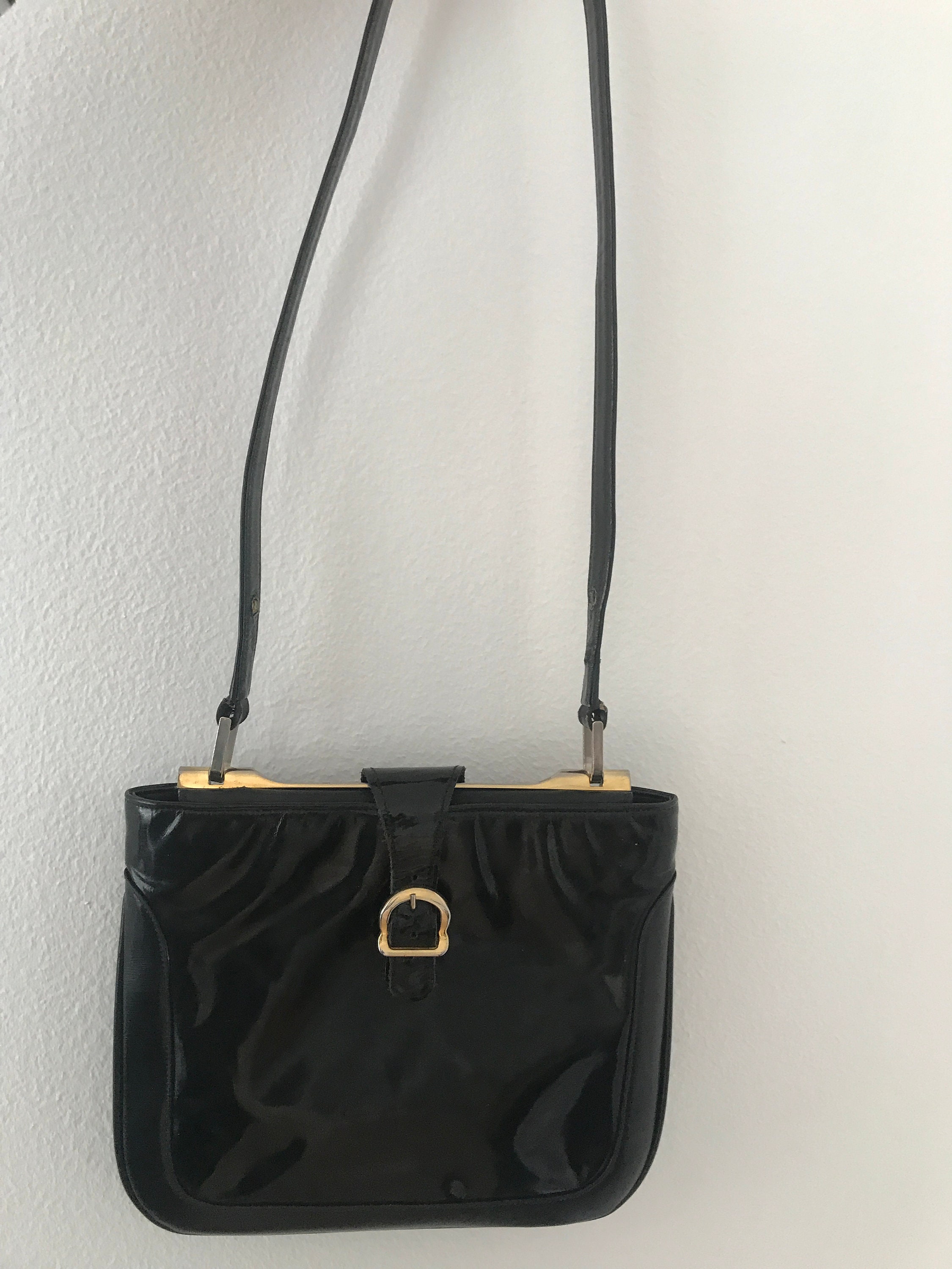 Asprey of London vintage handbag patent leather black stylish bag