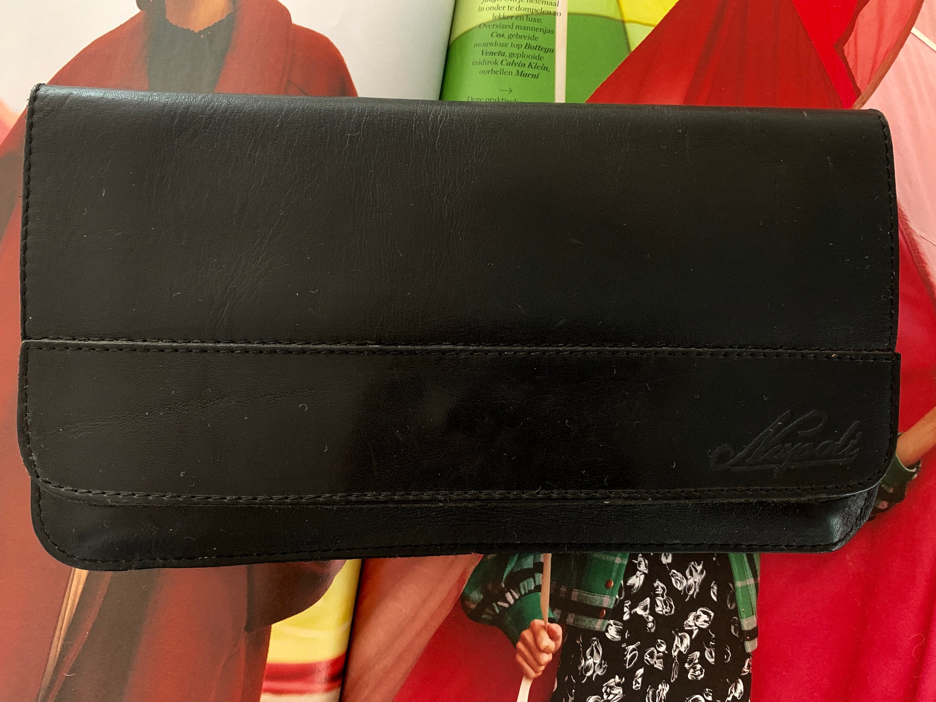 Vintage black clutch leather clutch black clutch Napoli clutch