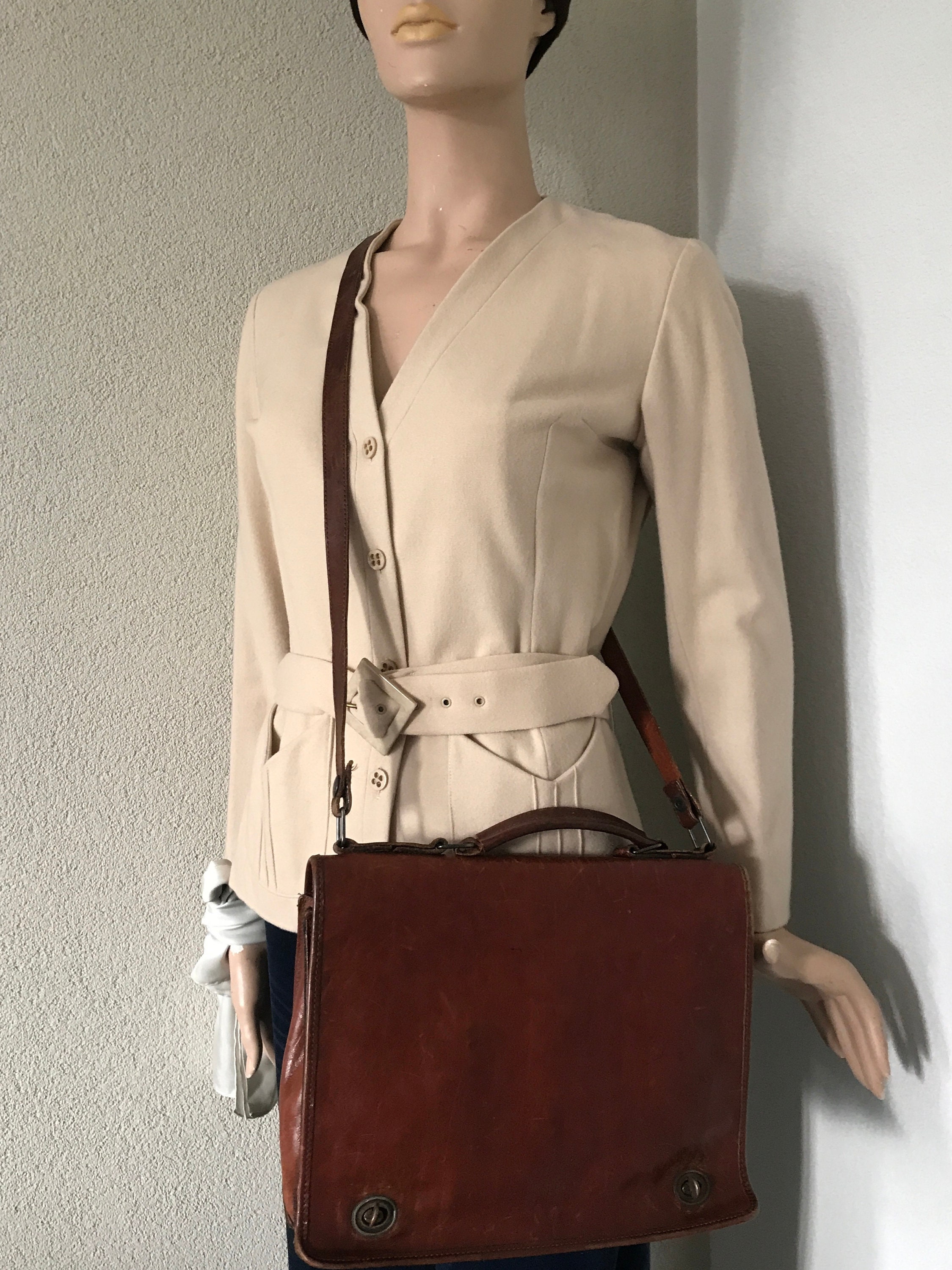 Vintage shoulder bag book bag laptop bag business bag schoolbag