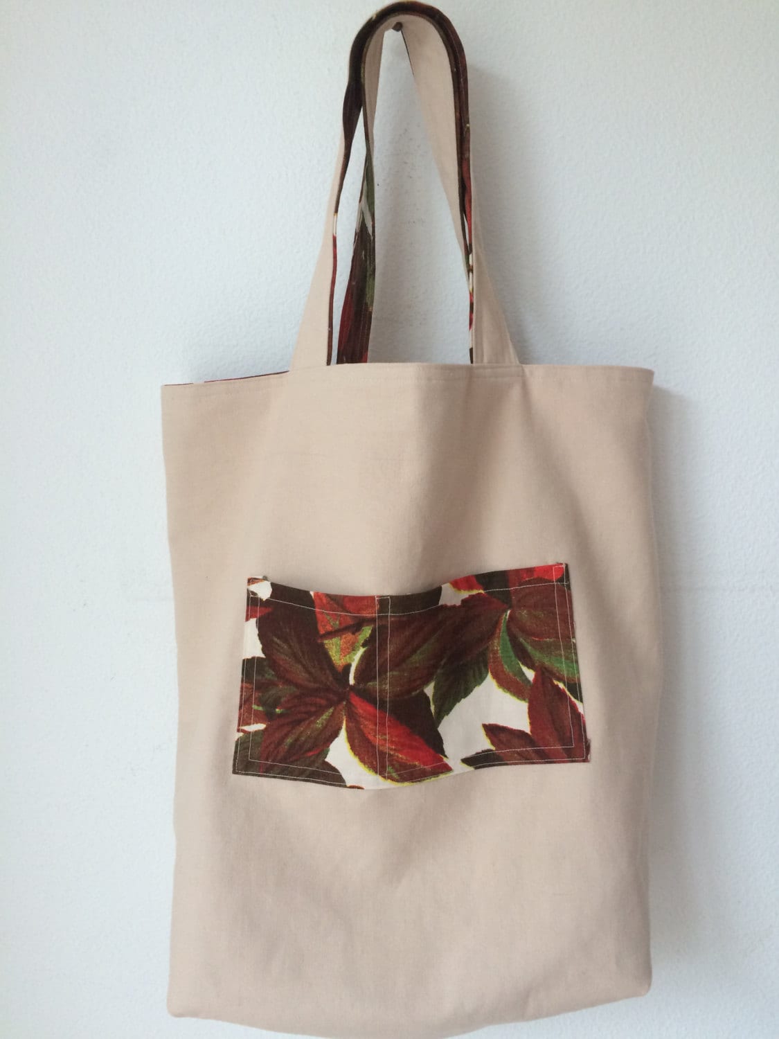Handmade tote bag shopping bag Boussac fabric canvas tote bag