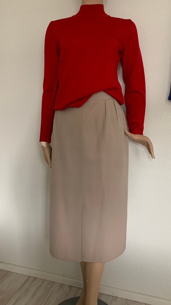 Vintage skirt | nineties | beige | highwaist | wool | small | EUR 36