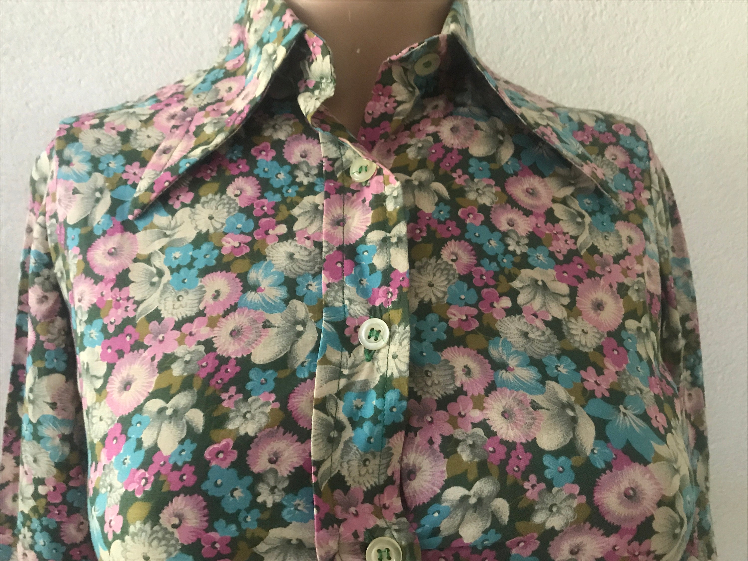 Vintage blouse flower blouse designer top PP colorful flowers