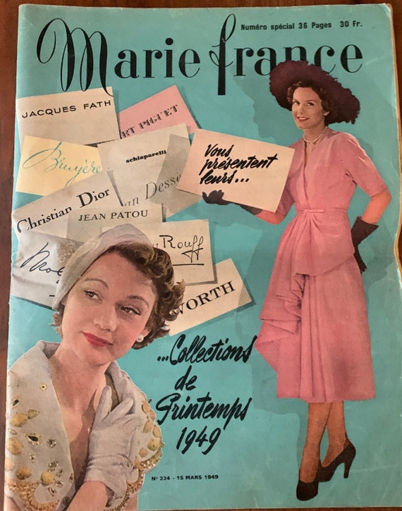 Marie france | fashion magazine | Collections de Printemps 1949 | Fashion magazine | vintage magazine | France | scrapbooking