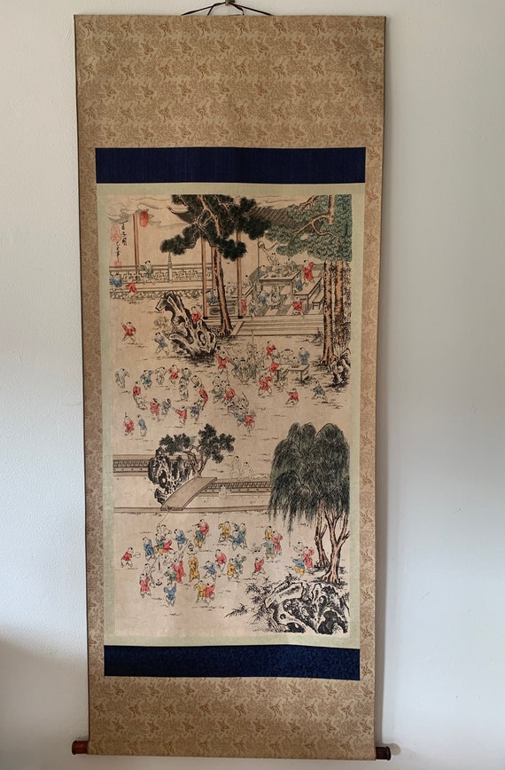 Chinese wall hanging | handpainted | vintage Chinese painting | silk | paper | roll | watercolor | Chinese kunst