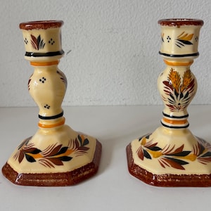 Vintage Quimper candleholders | set of 2 candlesticks| French design | Bretons motif | French pottery | nostalgic candlestick holders
