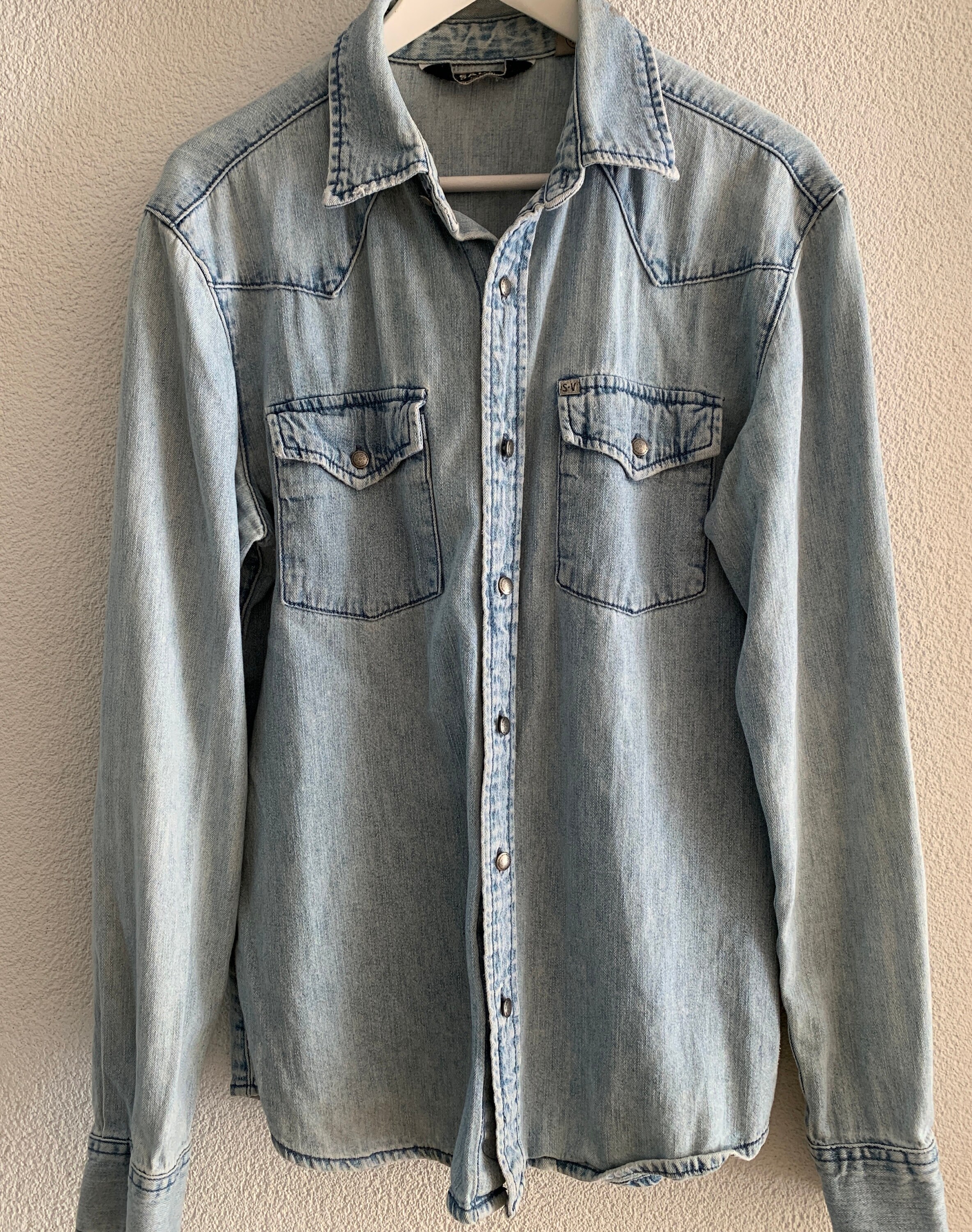 Vintage Salt Valley jeans blouse blue cotton mens