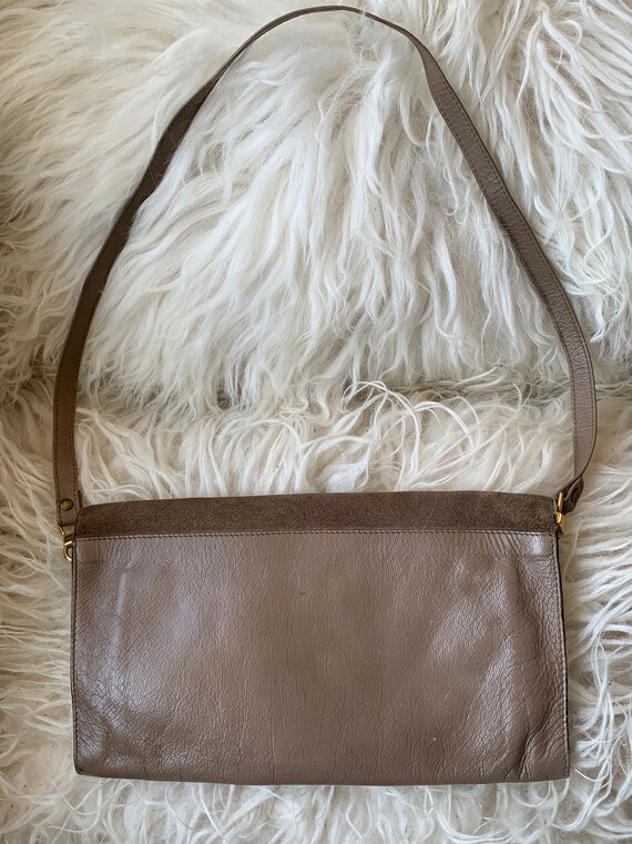 Ted Lapidus  | vintage handbag | khaki | suède wi… - image 3