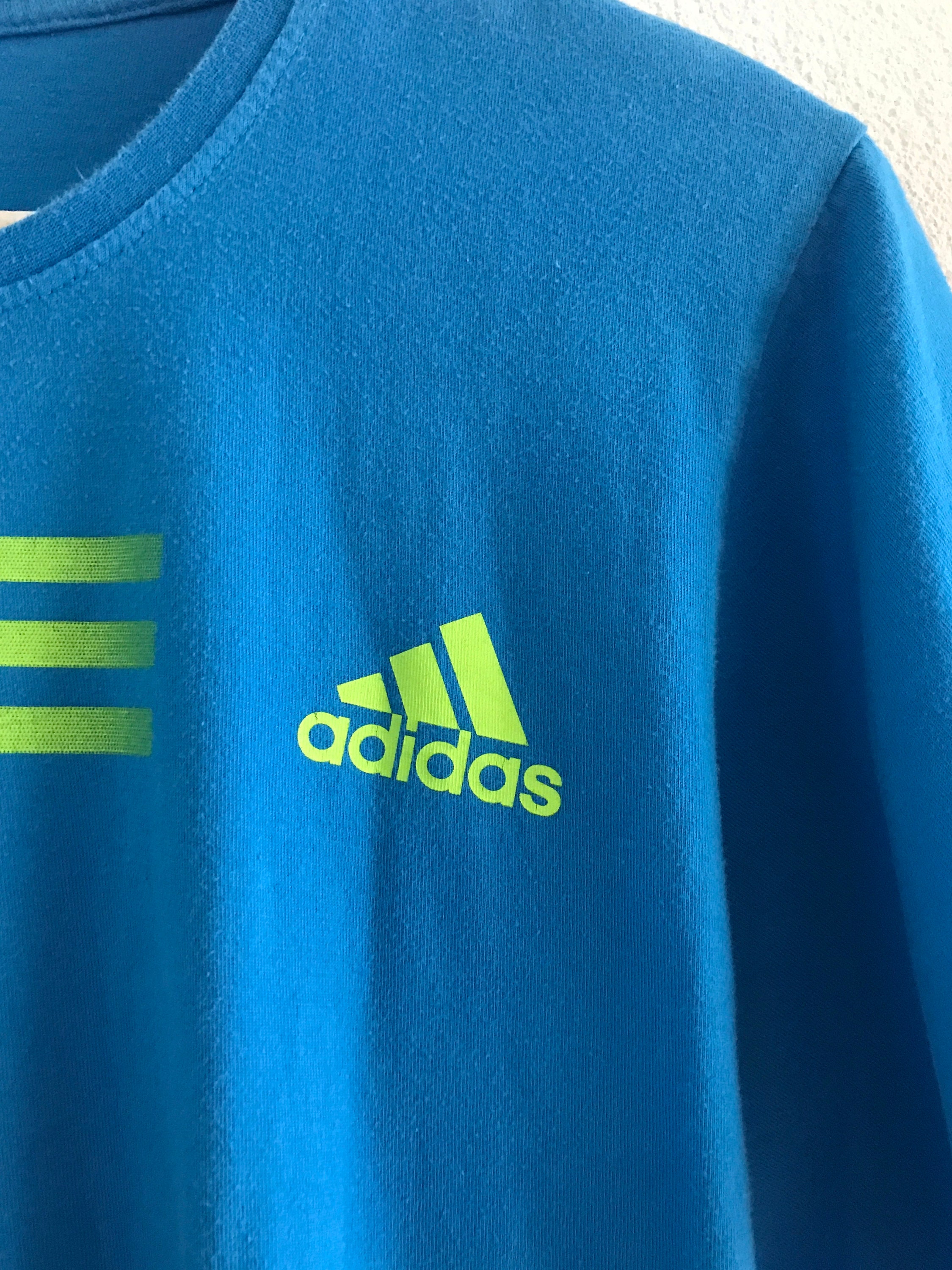 Vintage Adidas | sportshirt | shirt | blue | cobalt | yellow | 3 ...