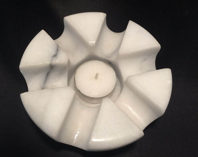 Vintage White Grey Marble Candle Holder or Ashtray Etsy
