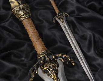Handmade Conan Atlantean Sword Set | Etched Stainless Steel Replica