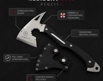 Leon Kennedy Hatchet - Réplique de hache en acier pleine soie Requiem RE9 Resident Evil, cosplay et arme de collection