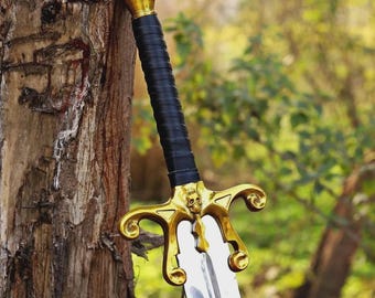 Handmade He-Man Sword Replica | Carbon Steel Fantasy Sword with Leather Sheath | Cosplay Sword | Retro Hero Collectible | Sword Display Gift