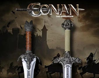 Handmade Conan Atlantean Sword Replica Set | Etched Stainless Steel, Cosplay Prop