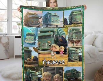 Manta polar personalizada con camión de basura / Regalos de cumpleaños con camión de basura / Regalo de Navidad con camión de basura para niños / Manta para cama, sofá o sillón