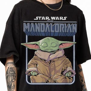 StarWars The Mandalorian Mando and Baby Yoda Shirt, StarWars Zen Meditation, Revenge of the Sith Shirt, Vintage Galaxys Edge, Father Day Tee image 3