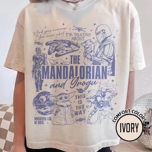 Camiseta de The Mandalorian y Grogu Baby Yoda, camiseta de la fiesta de Star Wars de Disneyland 2026, camiseta a juego para la familia, Día del Padre, regalos para papá, camiseta vintage imagen 1