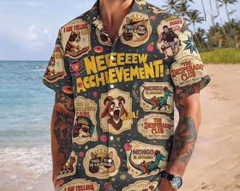 Camisa hawaiana "Carl" de Dungeon Crawler, camisa de fantasía DnD para gamers, regalo hawaiano para amantes de los juegos de rol, camisa con botones de dragones míticos