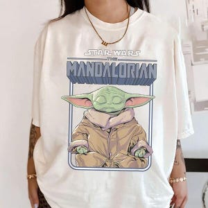 StarWars The Mandalorian Mando and Baby Yoda Shirt, StarWars Zen Meditation, Revenge of the Sith Shirt, Vintage Galaxys Edge, Father Day Tee image 4
