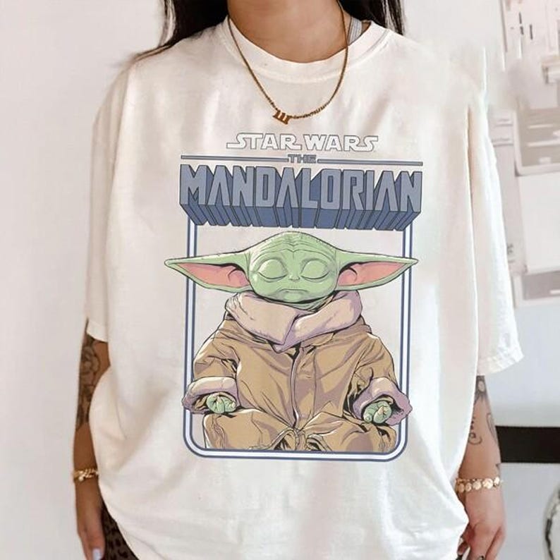 StarWars The Mandalorian Mando and Baby Yoda Shirt, StarWars Zen Meditation, Revenge of the Sith Shirt, Vintage Galaxys Edge, Father Day Tee image 4