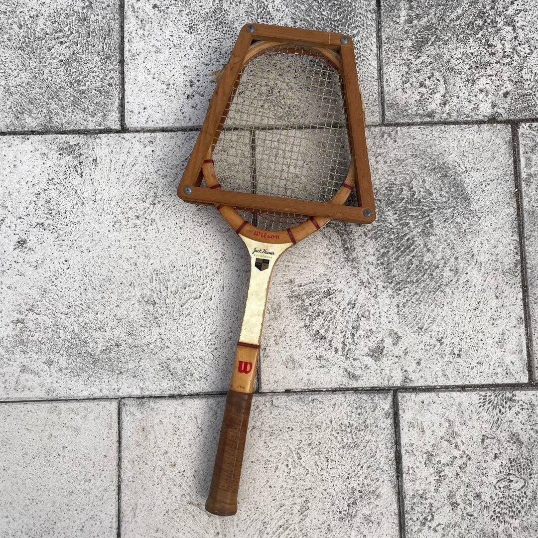 Raquette De Tennis Vintage Wilson Jack Kramer Autographe En Bois, Avec Sa Presse