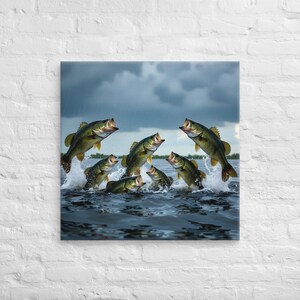 Largemouth Bass Fishing Canvas Wall Art: Home Decor