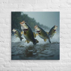 Largemouth Bass Fishing Canvas Print: Home Decor Wall Art