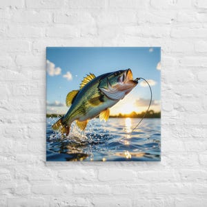 Largemouth Bass Fishing Canvas Print: Home Decor Wall Art