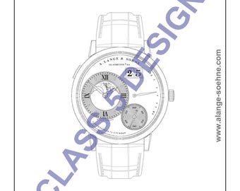 Architectural Illustration of A. Lange & Sohne Grand Lange 1 Moon Phase, 41mm