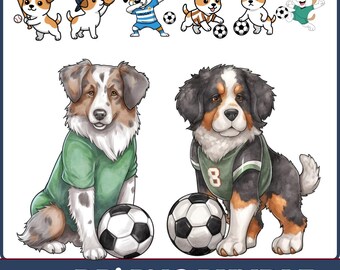 Paquete de imágenes PNG de perros deportistas, imágenes prediseñadas de cachorros deportistas lindos, imágenes PNG de perros futbolistas, paquete de cachorros beisboleros, gráficos de perros de baloncesto, imágenes prediseñadas de mascotas atléticas