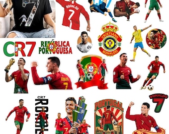 Paquete PNG de CR7 Ronaldo / Paquete PNG de jugador de fútbol / Imágenes prediseñadas de fútbol de Portugal / Diseño de camiseta inspirado en Cristiano / PNG para sublimación deportiva