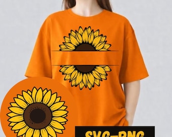 Paquete de archivos SVG y PNG de girasoles / Diseño de camiseta con girasoles florales / Archivo de corte para Cricut / PNG para sublimación / SVG de flores para Silhouette