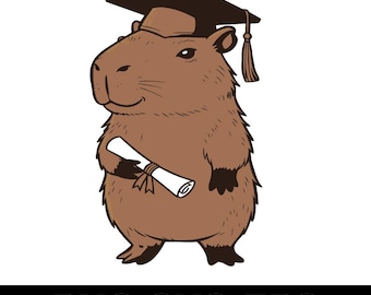 Graduación Capybara SVG PNG EPS Bundle, Lindo Capybara Graduate Clipart, Divertidos Archivos Cricut de Graduación, Diseño de Camisa Diploma Capybara