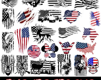USA Flag SVG PNG Bundle, American Flag Svg, Patriotic Cut Files, 4th of July Svg, Stars and Stripes Clipart, Cricut Silhouette