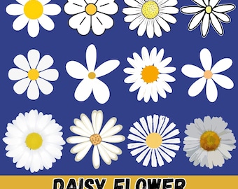 Daisy Flower SVG PNG Bundle, fichiers coupés Floral Boho, Clipart (téléchargement numérique)