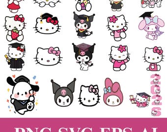 Kawaii Cat Illustrations Bundle | Original Cartoon Clipart, Sublimation Files (Digital Download)