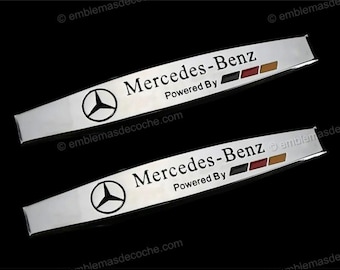 2 x Emblem Logo Powered By Mercedes Benz Adhesive Side