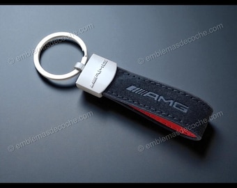 Mercedes-Benz AMG Keychain - Premium Alcantara Leather Key Ring for Cars