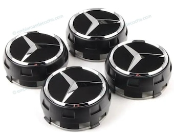 Black AMG wheel center caps for Mercedes Benz 75mm