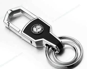 Mercedes Benz keychain in black and silver leather