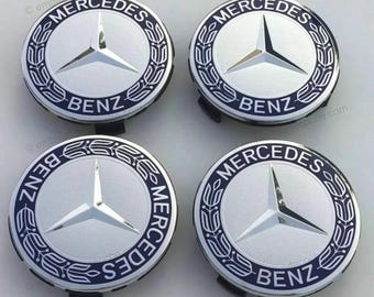 Classic blue wheel center caps for Mercedes Benz 75mm