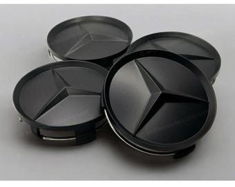 Classic matte black wheel center caps for Mercedes Benz 75mm