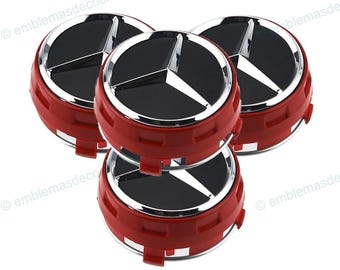 Red AMG wheel center caps for Mercedes Benz 75mm