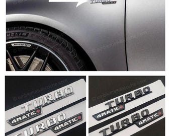 2 x Side Turbo 4Matic+ Logo Emblem for Mercedes Benz AMG sticker