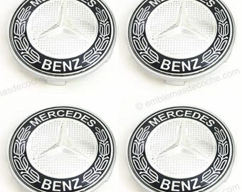 Black wheel center caps for Mercedes Benz 68mm