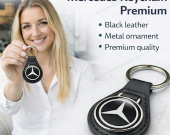 Mercedes Keychain Leather — Premium Black Key Ring for Car | Luxury Mercedes-Style Key Holder | Gift for Drivers | Elegant Auto Accessory