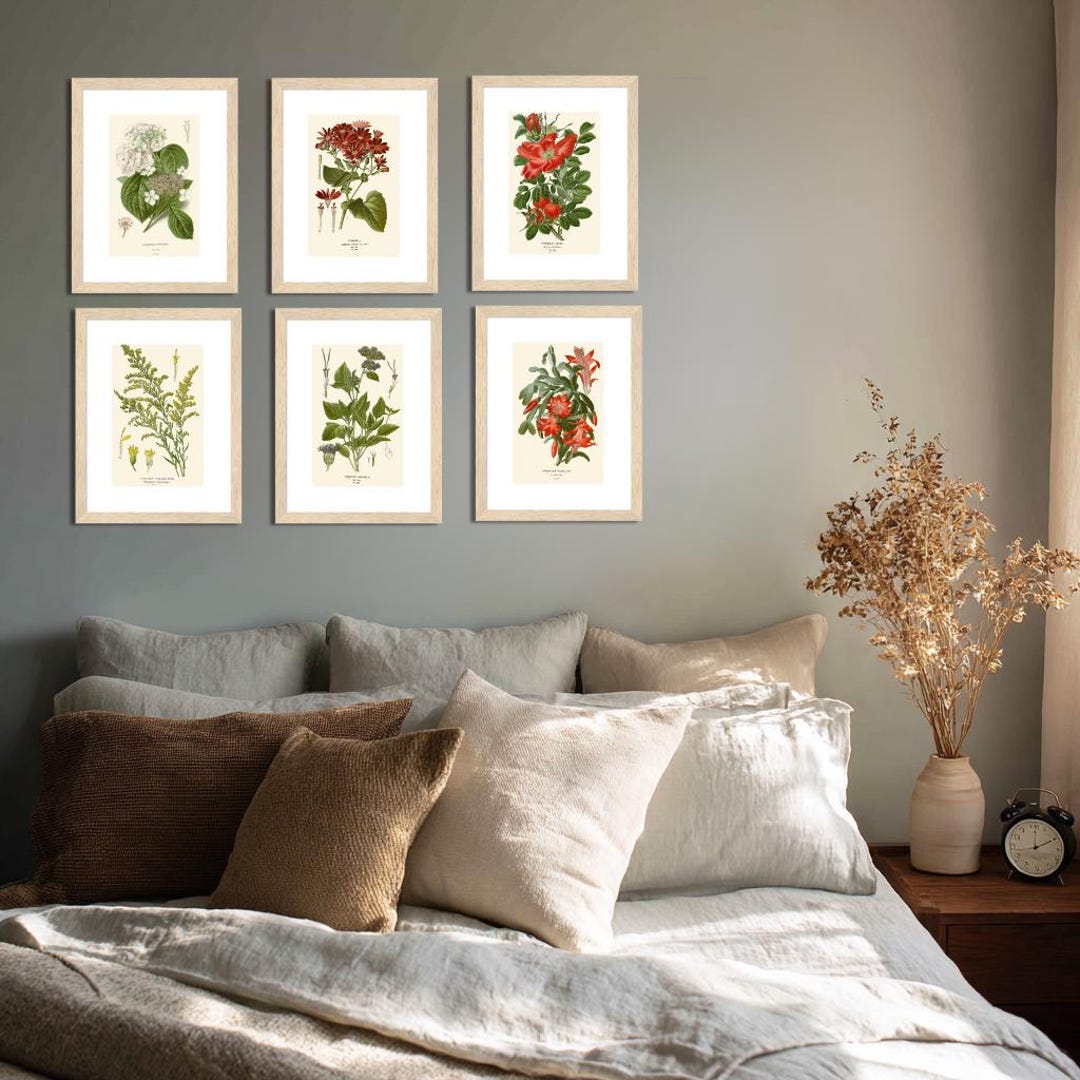 Antique Botanical Prints Set of 3: English Floral Wall Art - Etsy