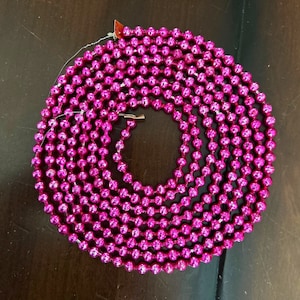 Vintage Christmas Garland Pink Mercury Glass Double Beads Christmas Garland 9 Feet Long Vintage Feather Tree Garland