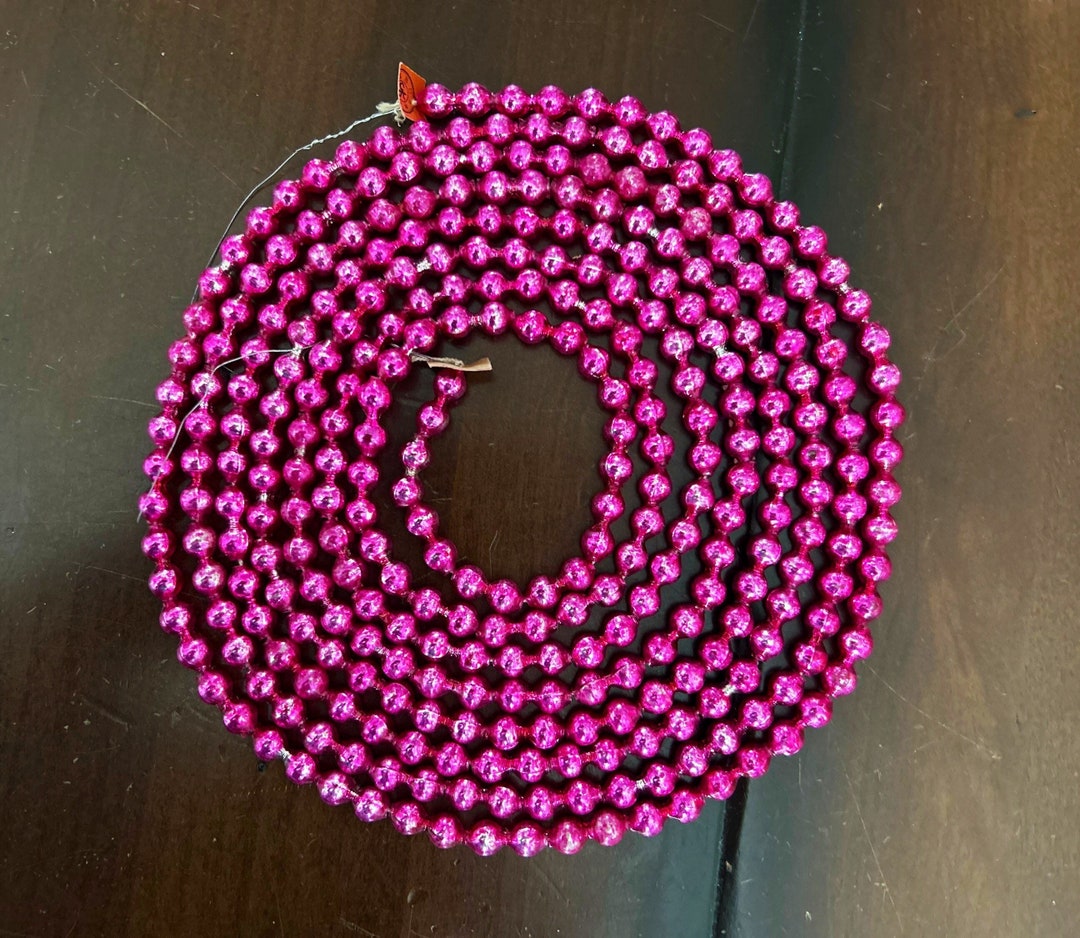 Vintage Christmas Garland Pink Mercury Glass Double Beads Christmas