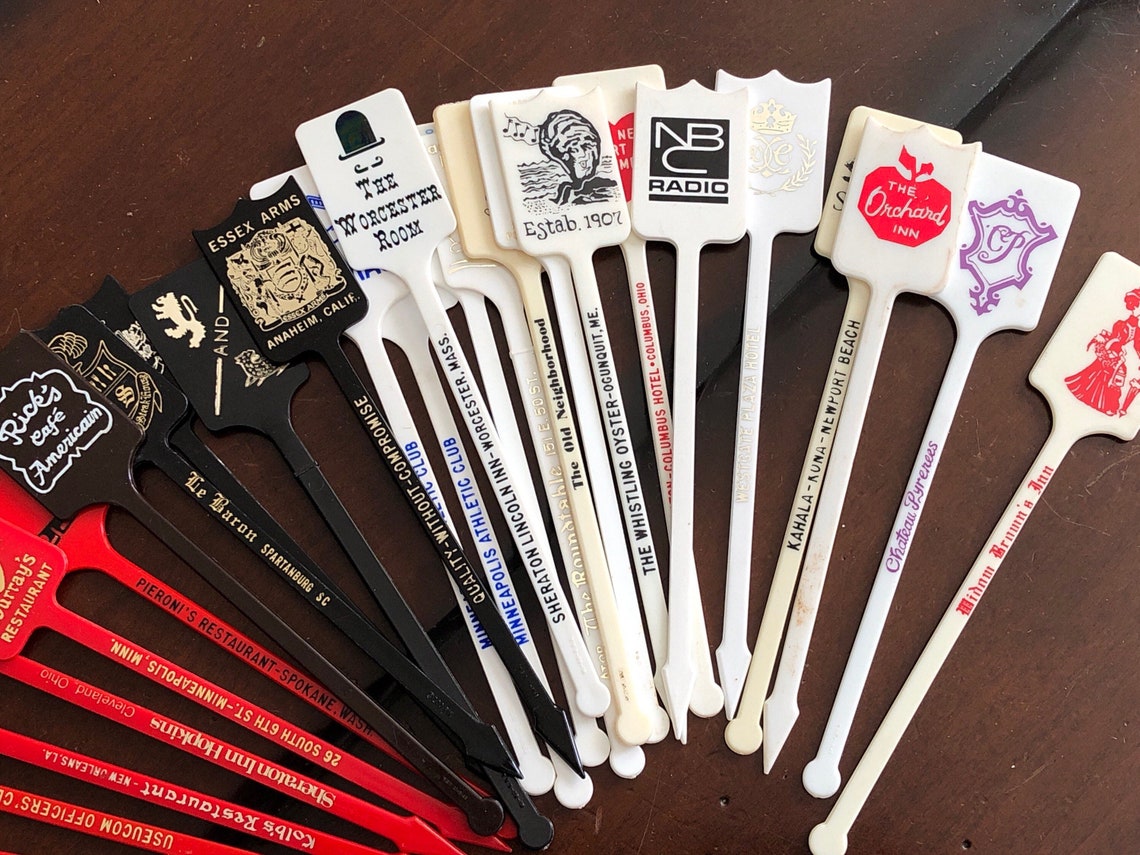 Vintage Swizzle Sticks Set of 15 Assorted Colors and Etsy